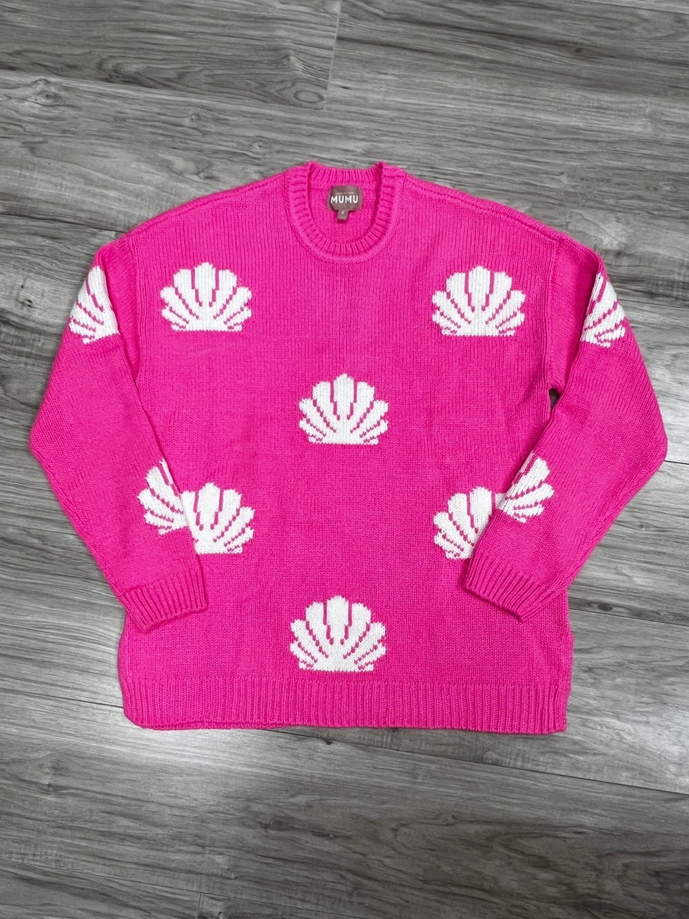 Show Me Your Mumu Go To Sweater Hot Pink Seashells Knit Size S